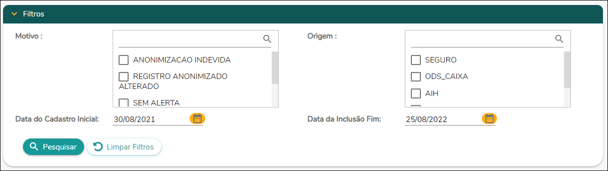 Gestão de tratamento de dados - Alerta de Anonimização - filtros.PNG